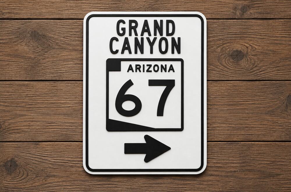 Grand Canyon National Park Arizona 67 Road Sign Hike Trail Camp Outdoors Travel